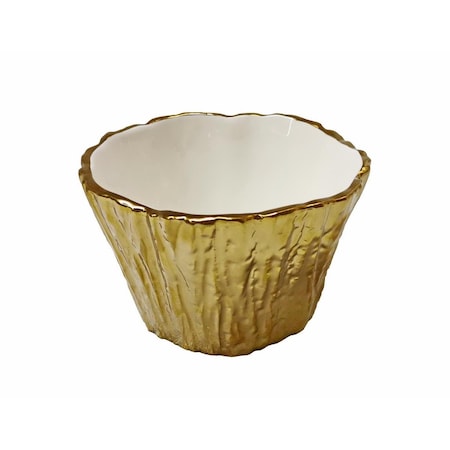 Jiallo 5 in. Botanic Porcelain Tree Bark Bowl, Gold 69001